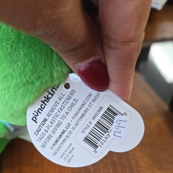 Quirky Zombie Plush with Pink Brain and Green Body - Picture 2 of 7